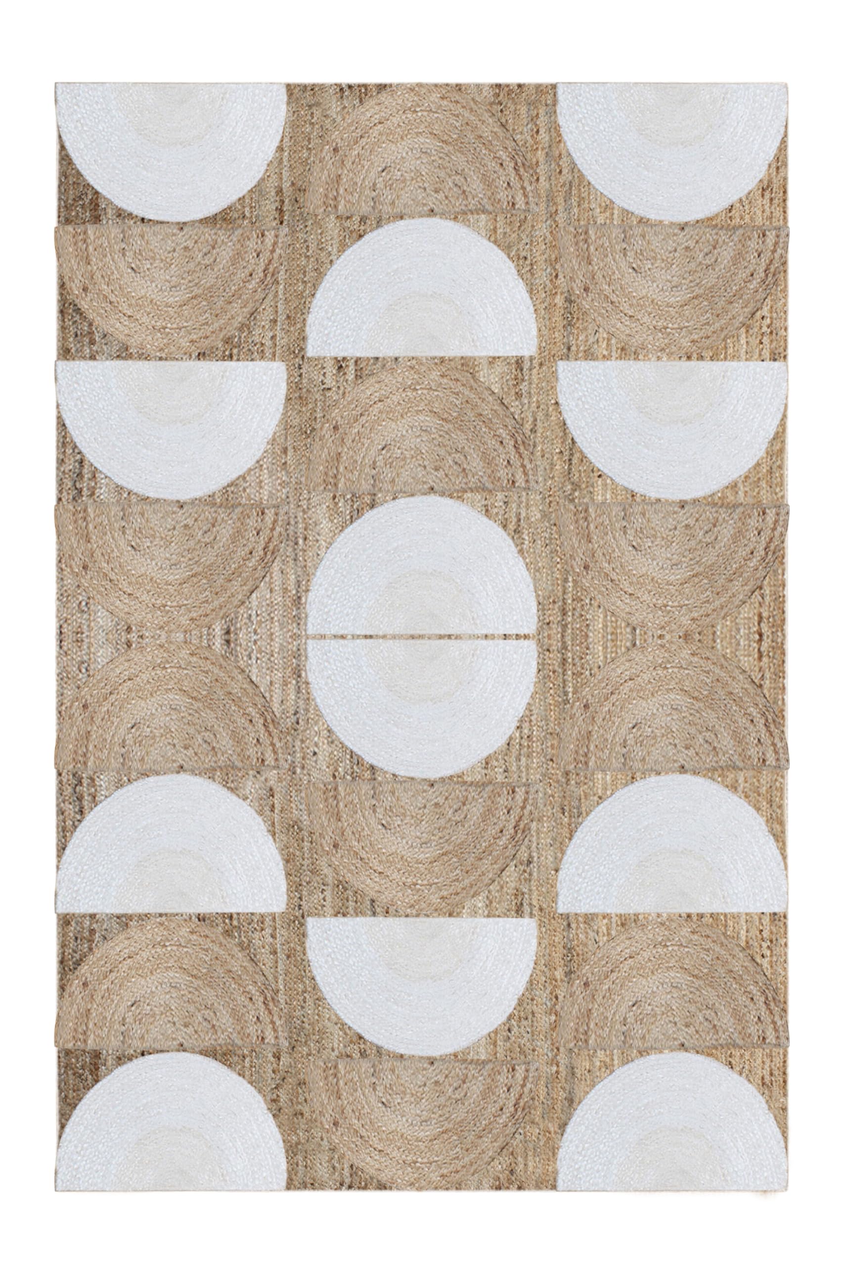 Tapis en jute tressé à la main de qualité supérieure | Motif géométrique bicolore 152 x 204