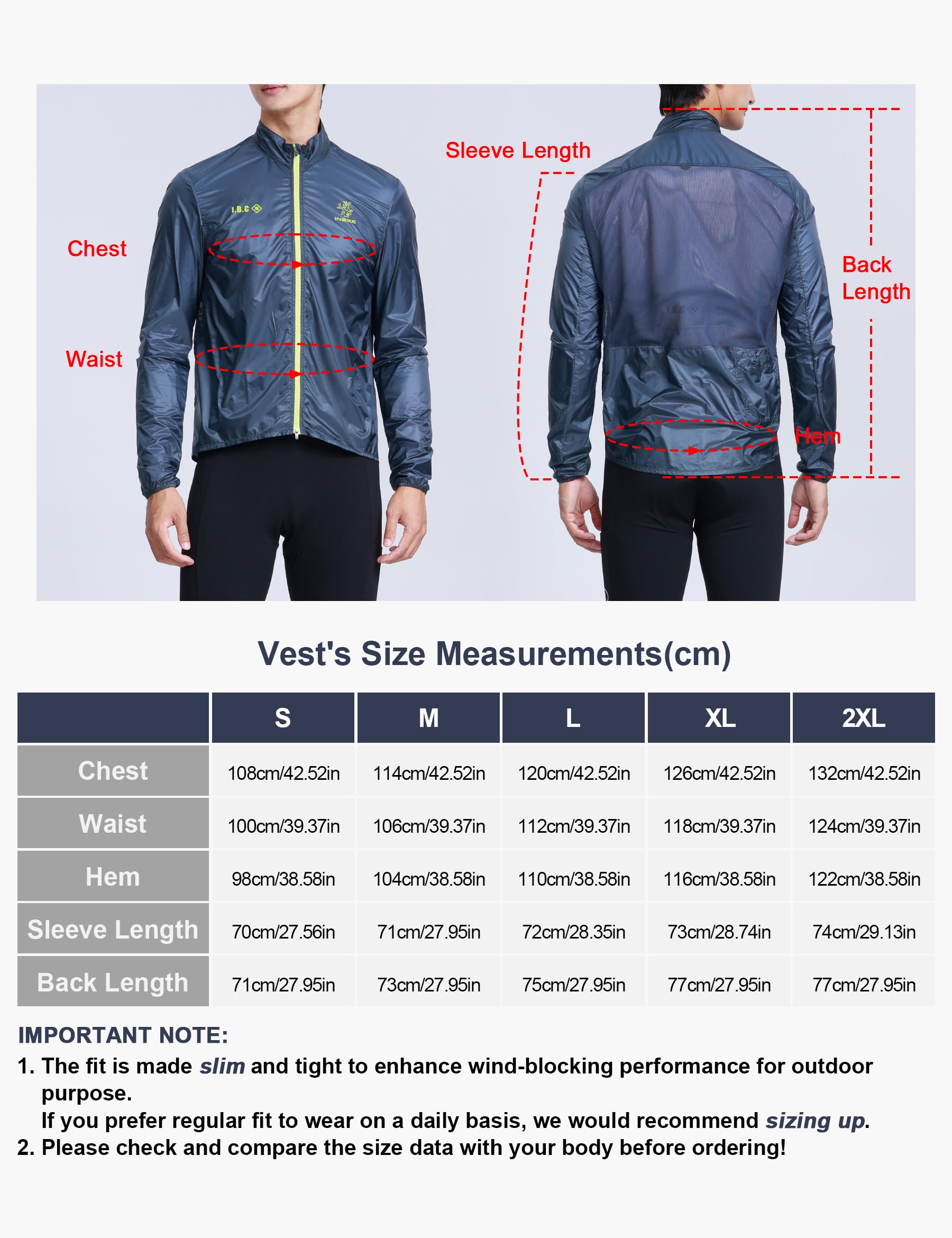 INBIKE Vestes de Cyclisme Homme léger Vestes Course Vent coupe-vent et imperméable Respirant avec Doublure en Poche de Rangement