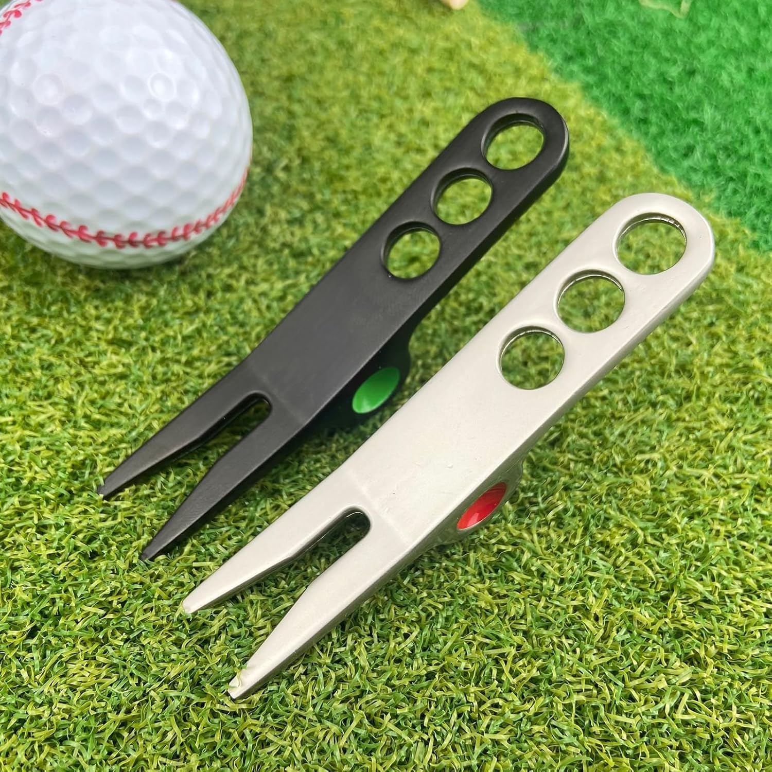Forcella per palline da golf pivot divot strumento compatibile Cameron Scotty Golf (argento e nero)