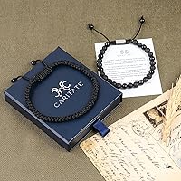 Vista 29 de Black Beaded Bracelets for Men Boys: 6mm Obsidian Onyx Lava Beads Mens Bracelet Set Mens Jewelry - Cool Anniversary Valentines Fathers Birthday