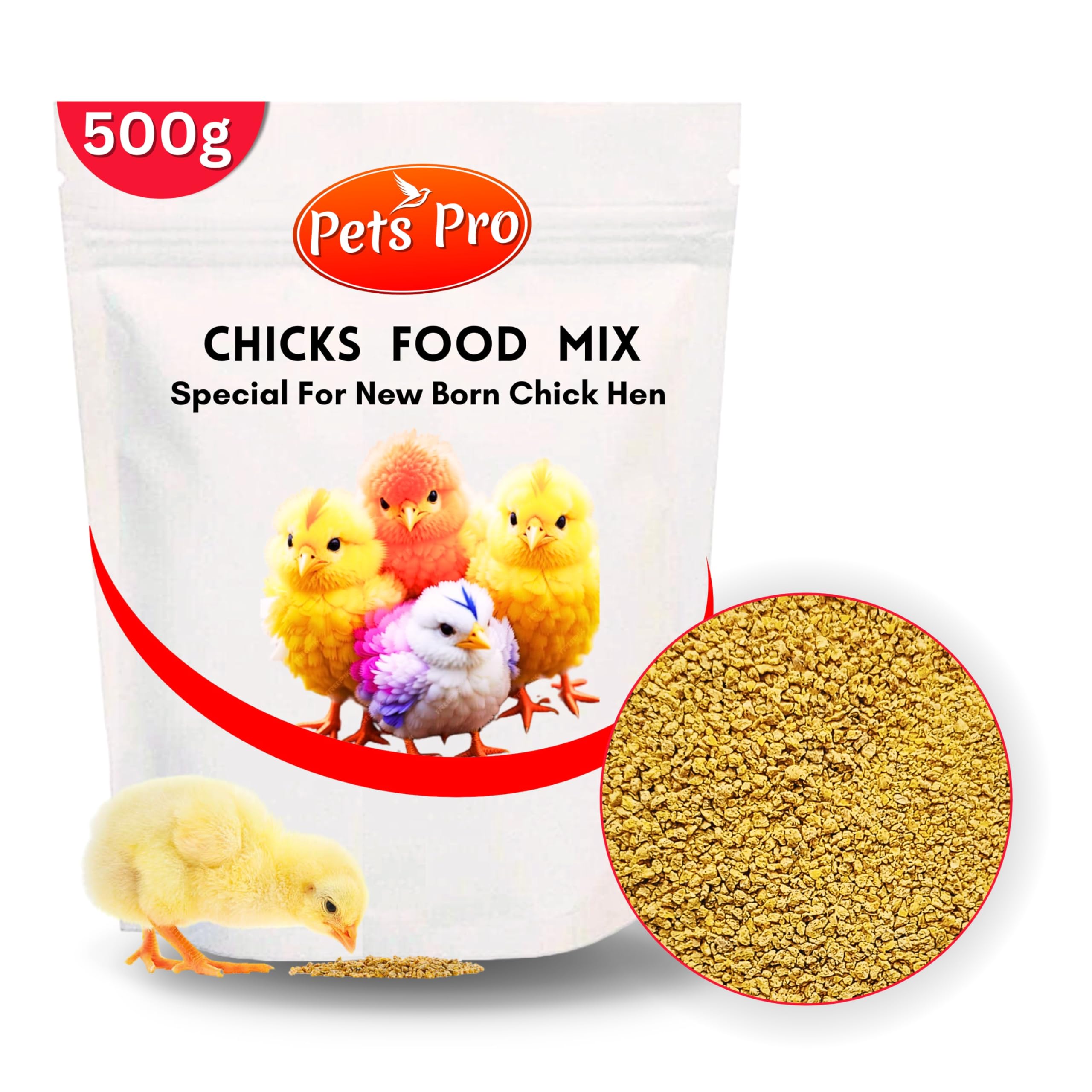 Pets Pro Baby Chicks and Chicken Pellet Feed, 500g Packet, for Fast Growth, Healthier Chicks New Born Chicks Food Chicks Feed Under 99