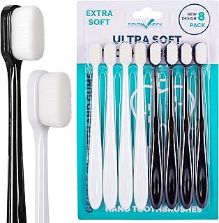 Extra Soft Toothbrush, Nano Toothbrush For Sensitive Gums, Extra Soft Toothbrushes Adult Sensitive Teeth Manual, Ultra Soft Toothbrush for Extra Protection Gum Care, Perfect for Kids & Adults (8 Pack)