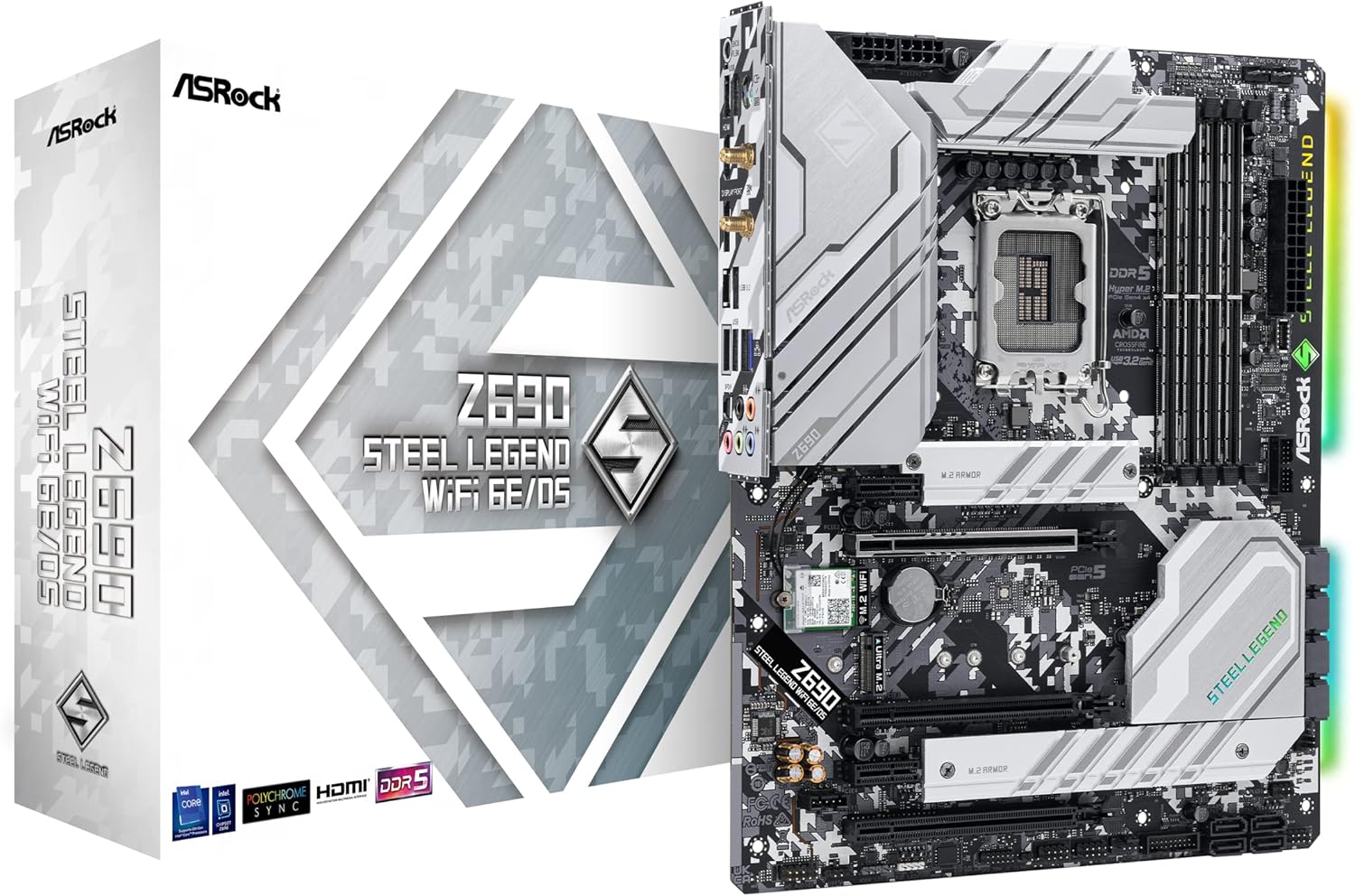 ASRock Z690 Steel Legend WiFi 6E/D5 Supports 14th, 13th & 12th Gen Intel® Core™ 15 Phase Dr.MOS Power Design DDR5 6000MHz (OC) Motherboard ASRock Z690 Steel Legend WiFi 6E/D5 Supports 14th, 13th & 12th Gen Intel® Core™ 15 Phase Dr.MOS Power Design DDR5 6000MHz (OC) Motherboard