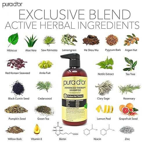 Miniatura 3 de PURA D'OR Anti-adelgazamiento terapia avanzada biotina champú y acondicionador cuidado del cabello conjunto y original etiqueta oro