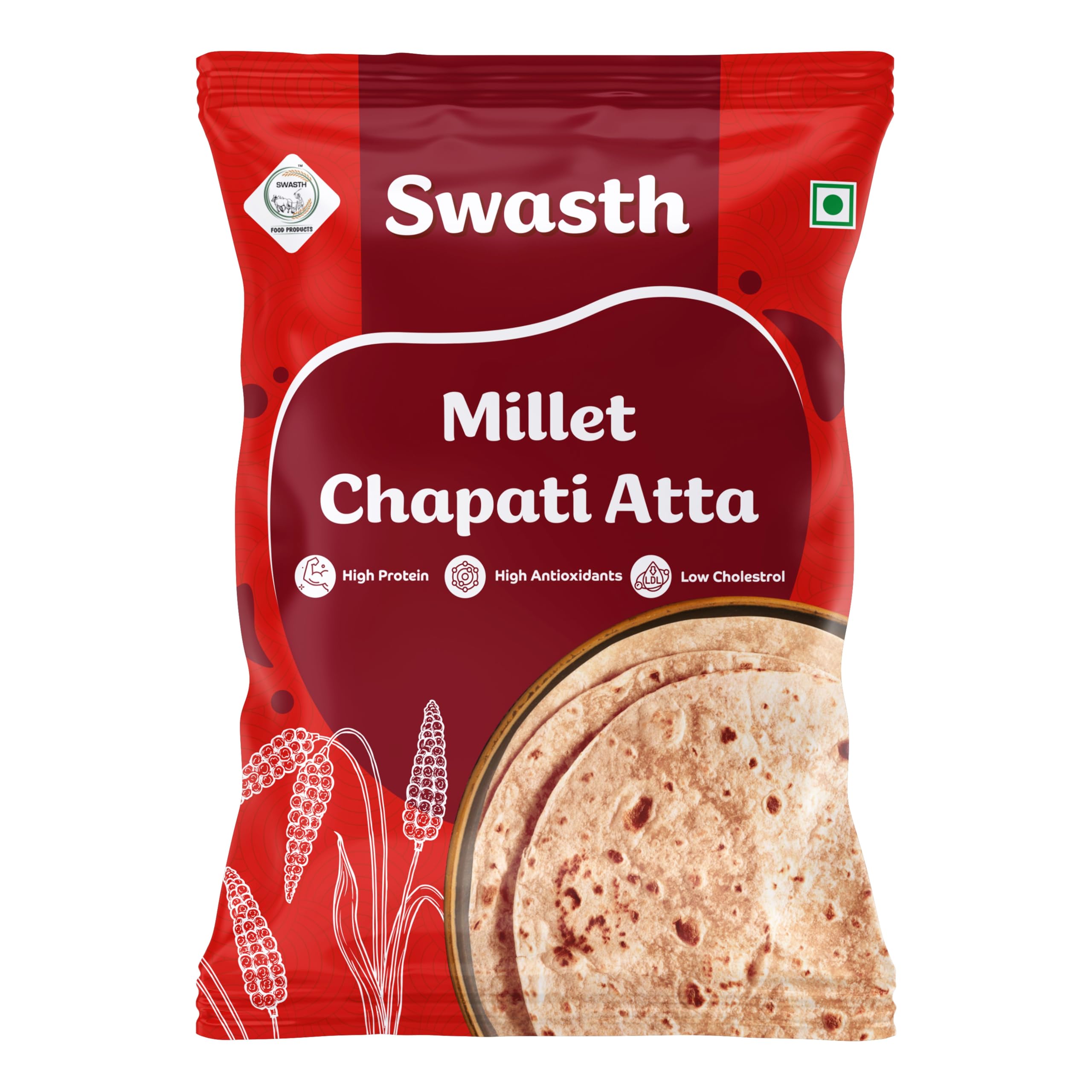 Swasth Millet Chapati Atta (flour) Made With 55% Millets Rich In Dietary Fiber,Low Carbohydrates,Atta Contains Low Glycemic Index|High Protein,Helps To Control Sugar Levels.-image-31