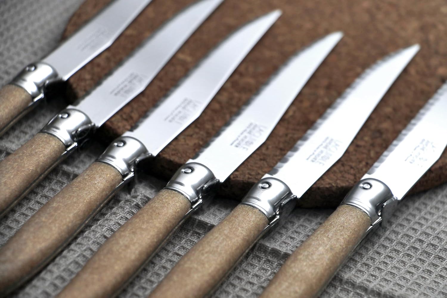Laguiole Debutant 6 Steak Knife Set, Waffle Color, Matt Finish, Made In France
