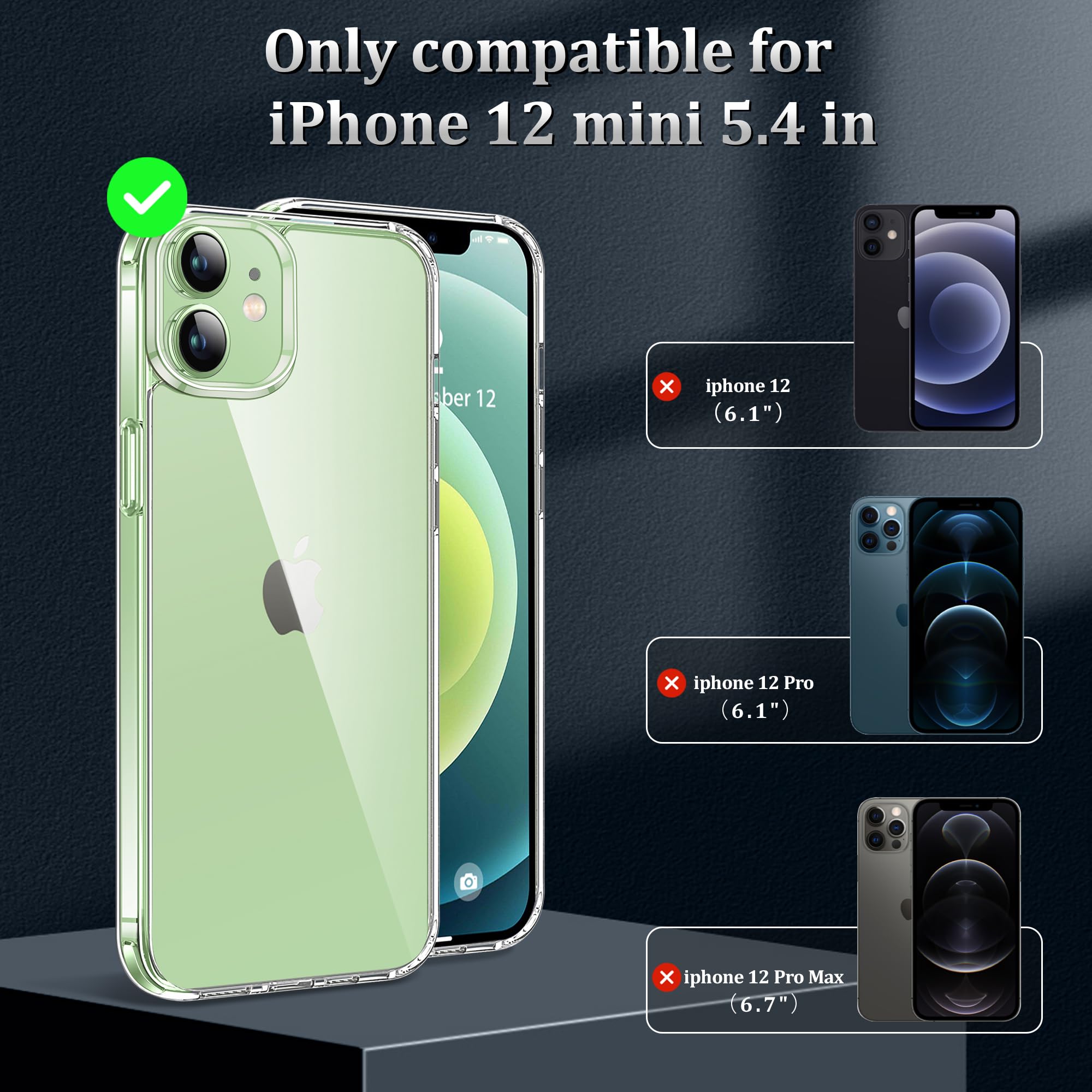 Cover Trasparente Per IPhone 12 Mini Con 2 Vetri Temperati - Anti-ingiallimento, Paraurti TPU E Retro Duro PC - 4