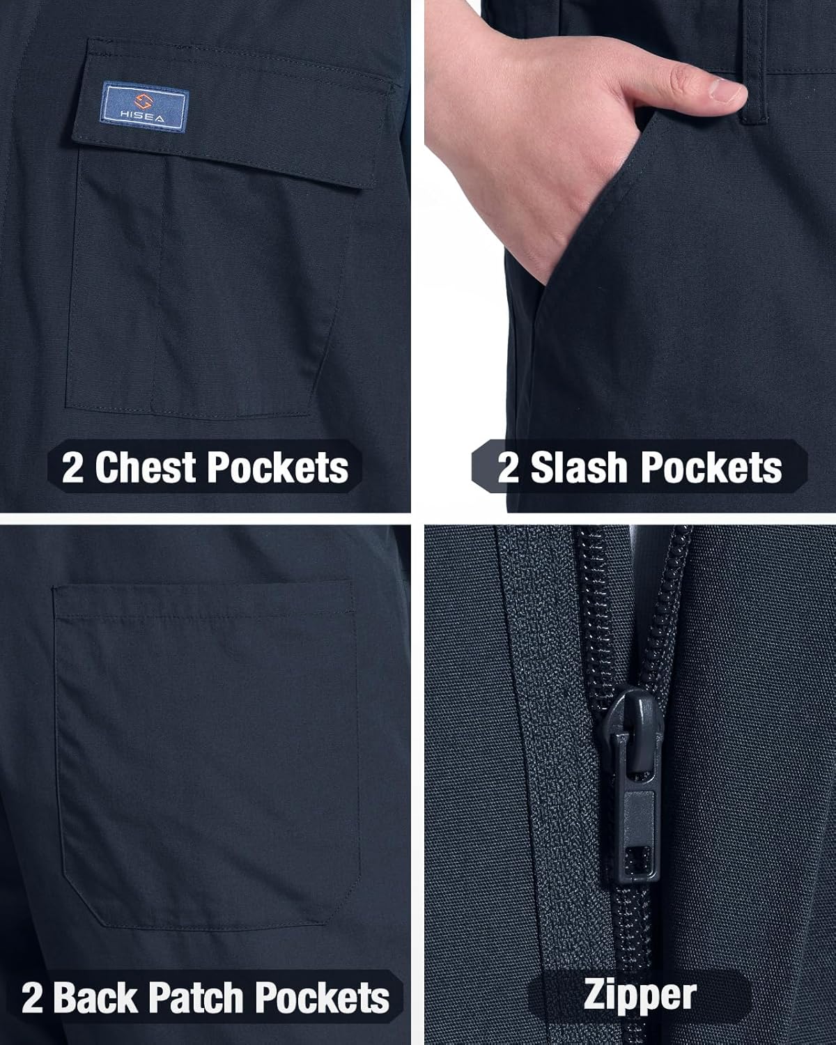 HISEA Coveralls for Men Short Sleeve, Mens Lightweight Mechanic Work Jumpsuit with Pockets, Stain & Wrinkle Resistant
