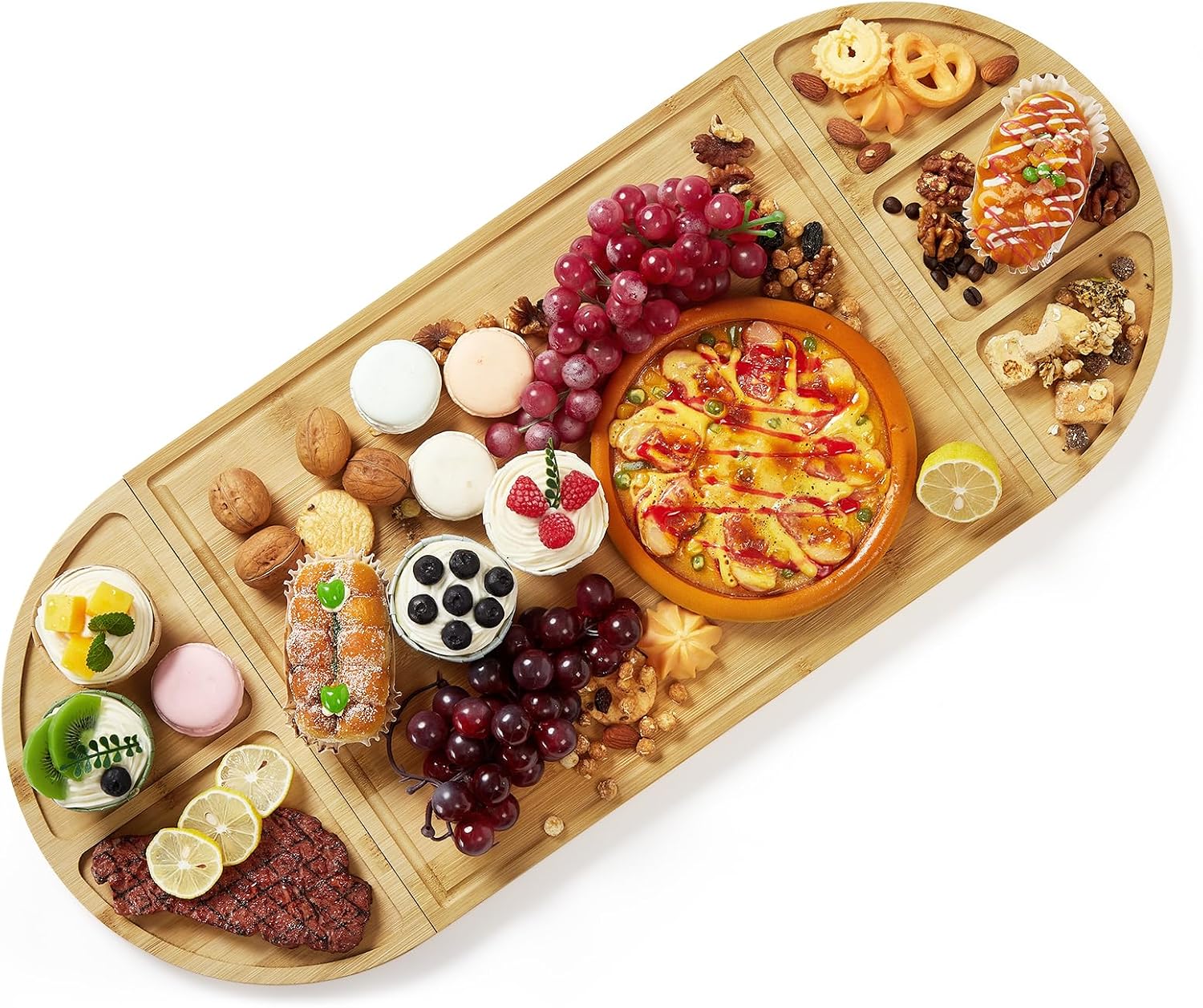 Garvee 3 Piece Magnetic Cheese Board Set, Large Bamboo Charcuterie Board Set with Deep Juice Groove, Cheese Serving Set, Perfect Gifts for House Warming, New Home, Bridal Shower, Wedding