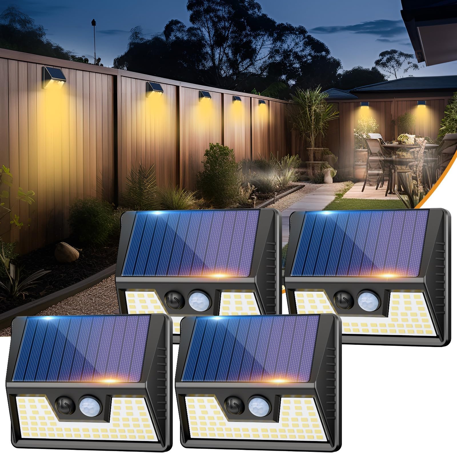 Yacikos Solarleuchten Außen 60 LED Solarlampe mit Bewegungsmelder Solar