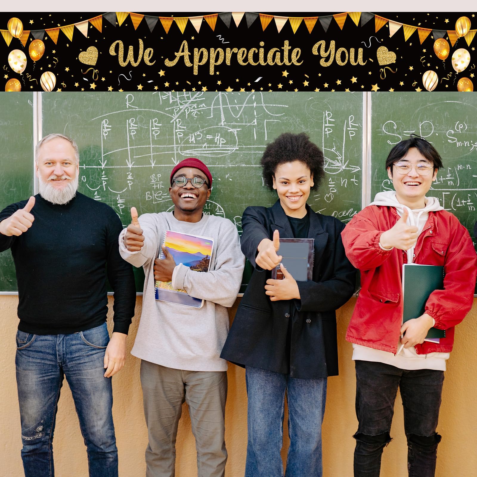 Wir Schätzen Ihr Banner, 300x50cm Glitzer Danke Banner Mitarbeiter-Wertschätzungsdekorationen Hintergrund für Mitarbeiter Lehrer Arzt Krankenschwester Büro Schule Party Foto-Requisiten