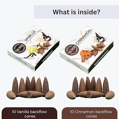 Miniatura 2 de Conos de incienso de reflujo  Paquete combinado de 20 conos de incienso en cascada  10 vainillas + 10 canelas  Conos de incienso  Conos de incienso