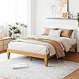Mellow Marley 14 Inch Solid Wood Platform Bed with Paneled Headboard, Natural Pine, Full