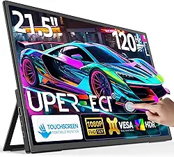 UPERFECT Monitor Portátil Touchscreen 21,5” 120Hz com Suporte e VESA, Tela Externa FHD HDMI & USB-C, Compatível com Laptop/Steam -Deck/Mac-Book