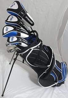 New 2024 Mens S7 Golf Set Driver, 3 & 5 Woods, Hybrid, Irons, Sand Wedge, Putter and Bag Complete Right Handed Stiff Flex 12 Clubs, Red