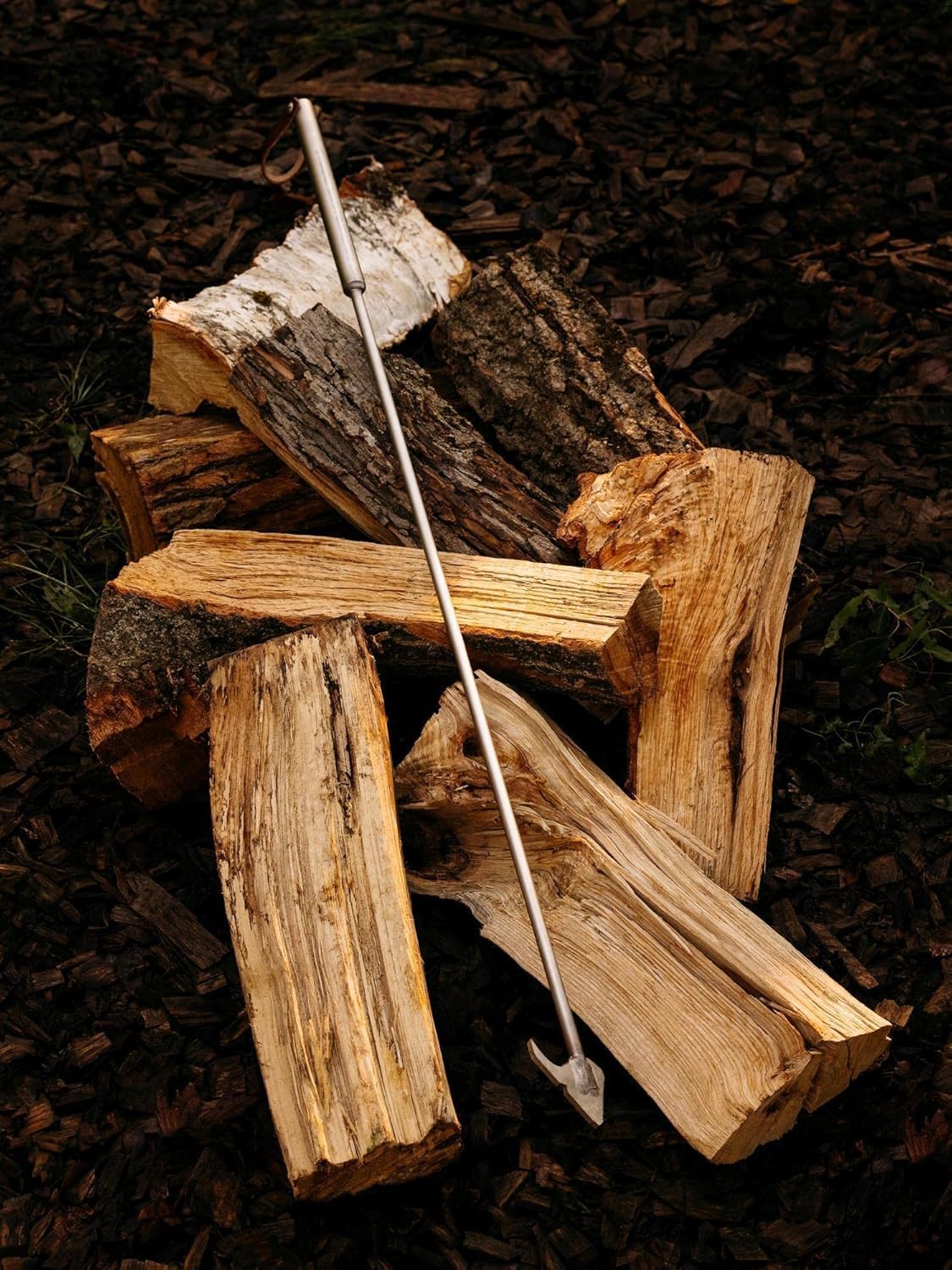 Breeo 40" Fire Pit Poker - Heavy-Duty Stainless Steel Outdoor Campfire Tool - Laser Welded Fireplace Stick with Leather Loop - Durable Camping & Fire Pit Equipment for Log Control & Grilling