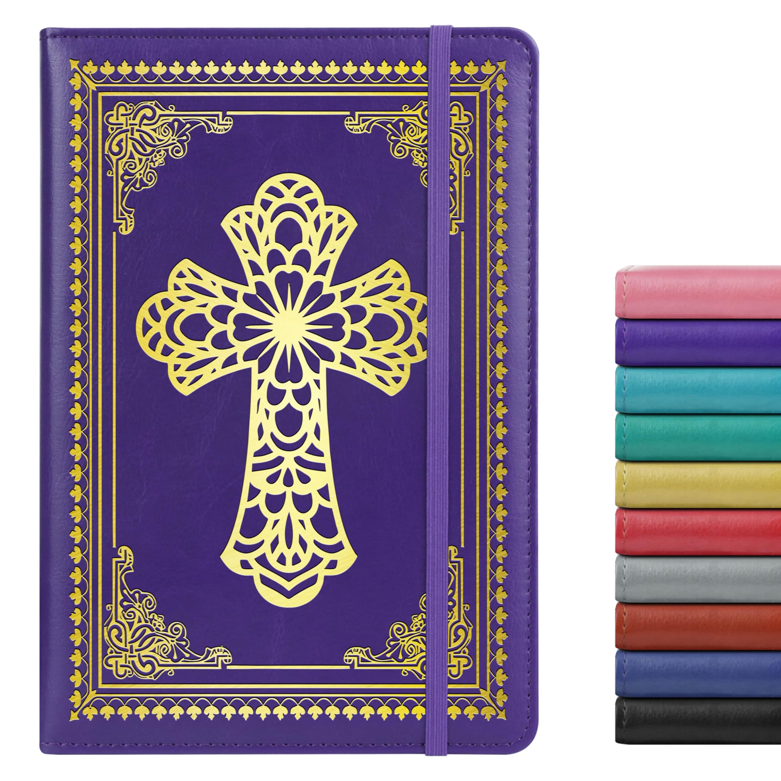 Christian Notebook Gifts for Women Men,Religious Bible Verse Notebook,Faith Prayer Journal for Women Christian Easter Gifts School Supplies (A6 Cross Purple)
