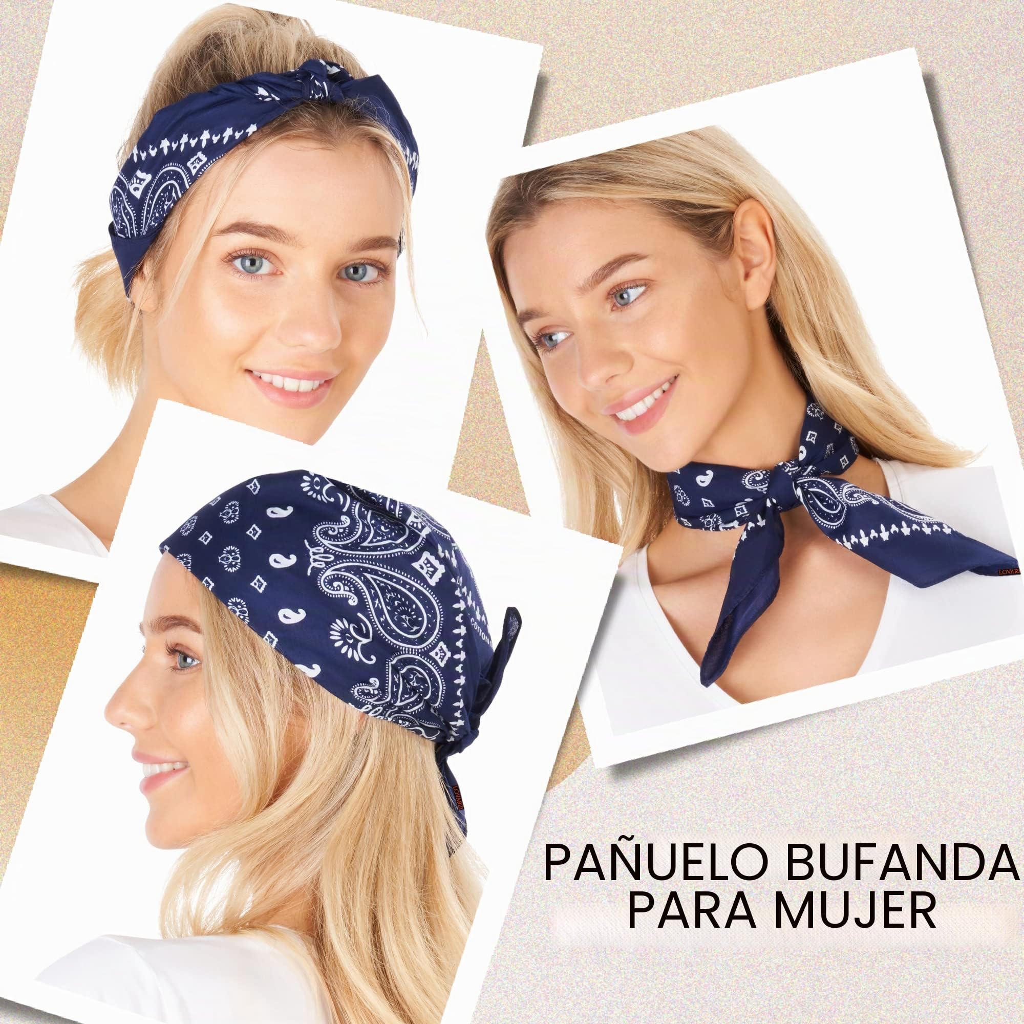 LOVARZI Bandana hombre y mujer de algodón premium - Ideal para Pañuelo cabeza y Pañuelo cuello - Perfecto para todas las estaciones