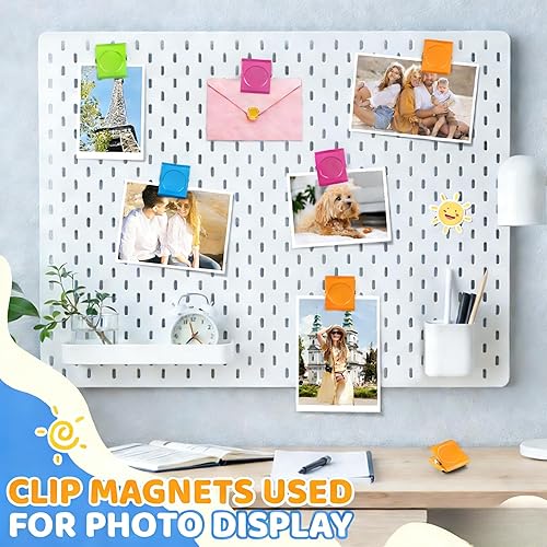 Miniatura 6 de Grtard Paquete de 12 clips magnéticos coloridos, clips magnéticos fuertes para nevera, clips magnéticos de metal para refrigerador, taquilla