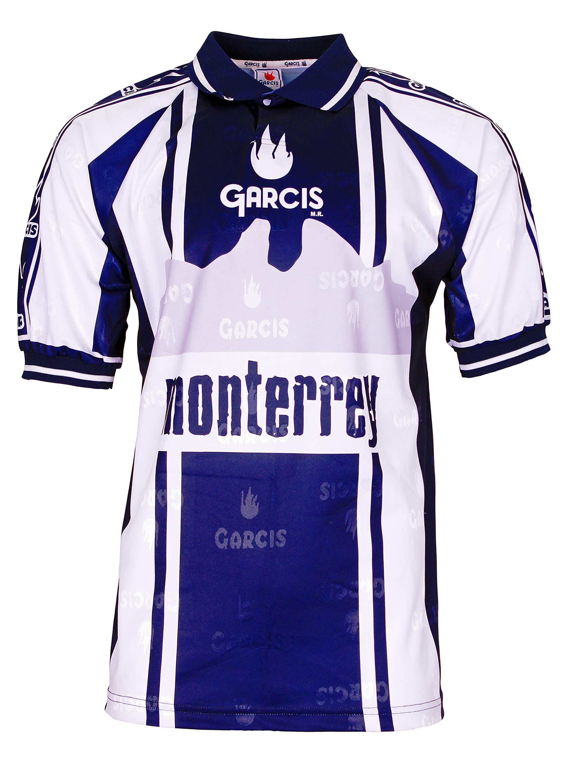 Garcis Futbol Mexico Jersey Model Monterrey Striped White and Blue (X-Large)