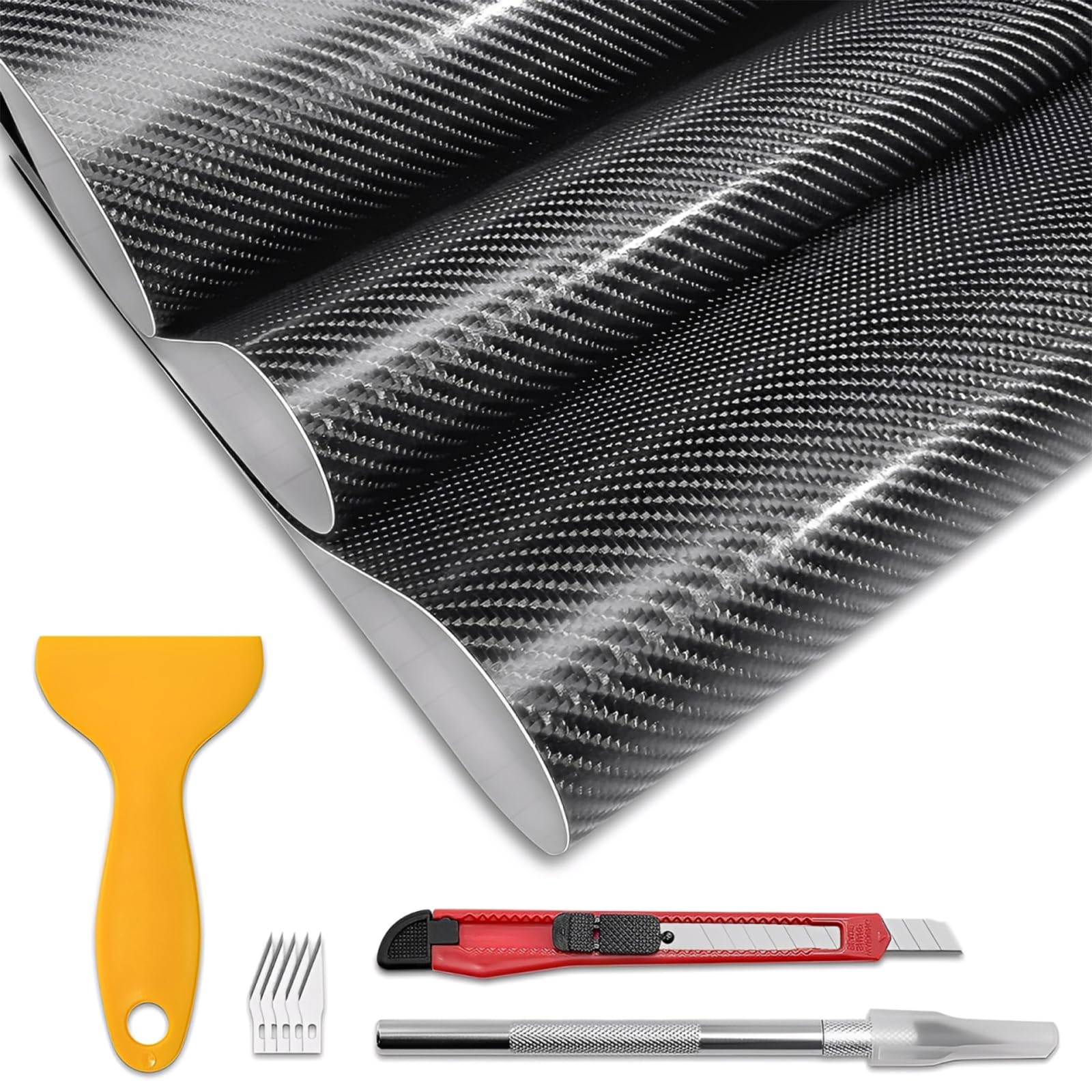 Yonality 6d Carbon Folie, 300 x 30cm Carbon autofolie glänzend schwarz, selbstklebend autofolie aus Vinyl, wasserdichter Kratzfest lackschutzfolie Auto für Auto Motorrad DIY möbel Dekoration