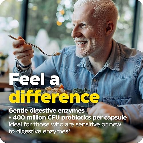 Miniatura 4 de Enzymedica, Digest Basic + probióticos, enzimas suaves para la salud digestiva, descompone carbohidratos, grasas y proteínas con proteasa, amilasa y
