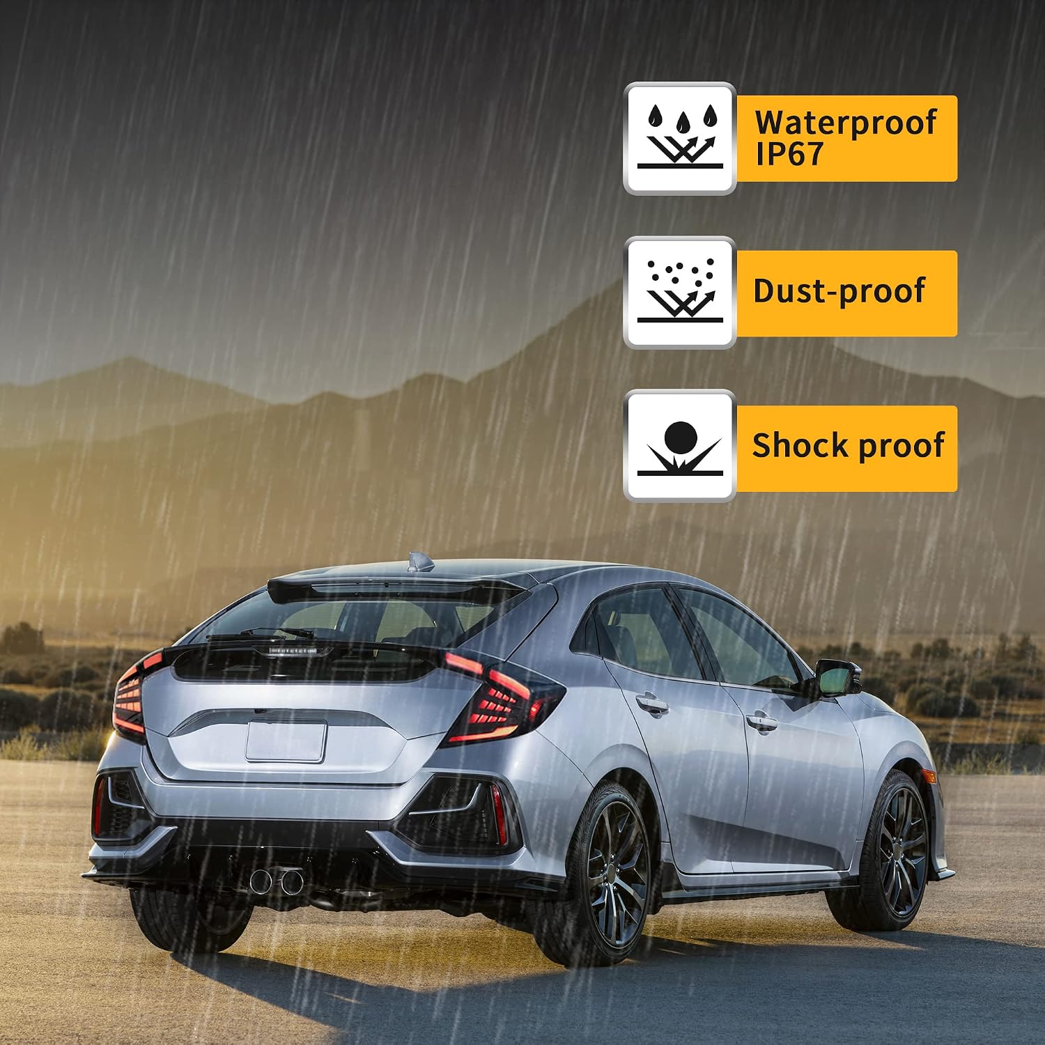 VLAND Led Tail Lights Compatible with 10th Gen Honda Civic Hatchback 2018-2021 (NOT For Coupe) w/Dynaic Animation w/Sequential Turn Signal, Smoked/Tinted, Driver & Passenger Sides