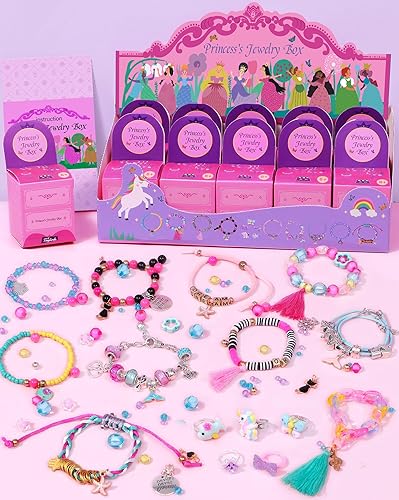 Kit de 10 pulseras con dijes, suministros para hacer joyas, juego de cuentas, regalo de arte y manualidades para niñas, regalos de fiesta de