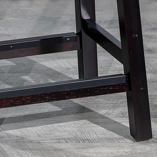 Miniatura 13 de DTY Indoor Living Cortez Taburete de cuero regenerado, acabado blanco, altura de mostrador de 24 pulgadas, asiento de cuero negro Acabado blanco