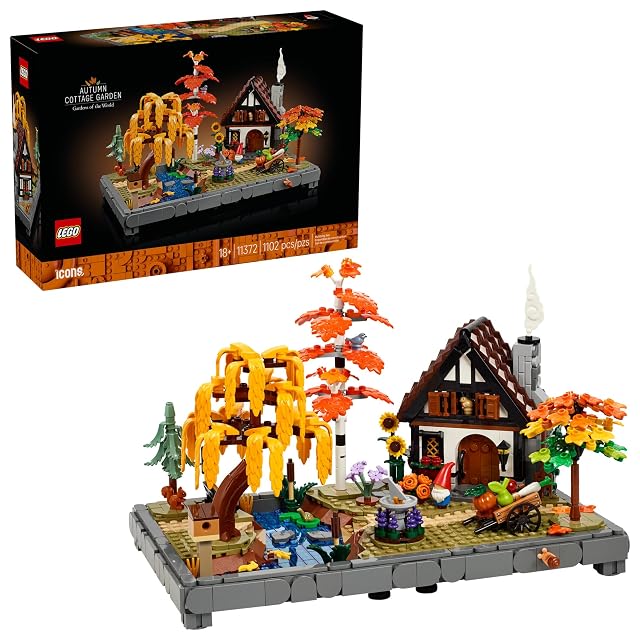 LEGO Icons Autumn Cottage Garden Building Set for Adults Ages 18 - Whimsical Room Decor for Office Bedroom