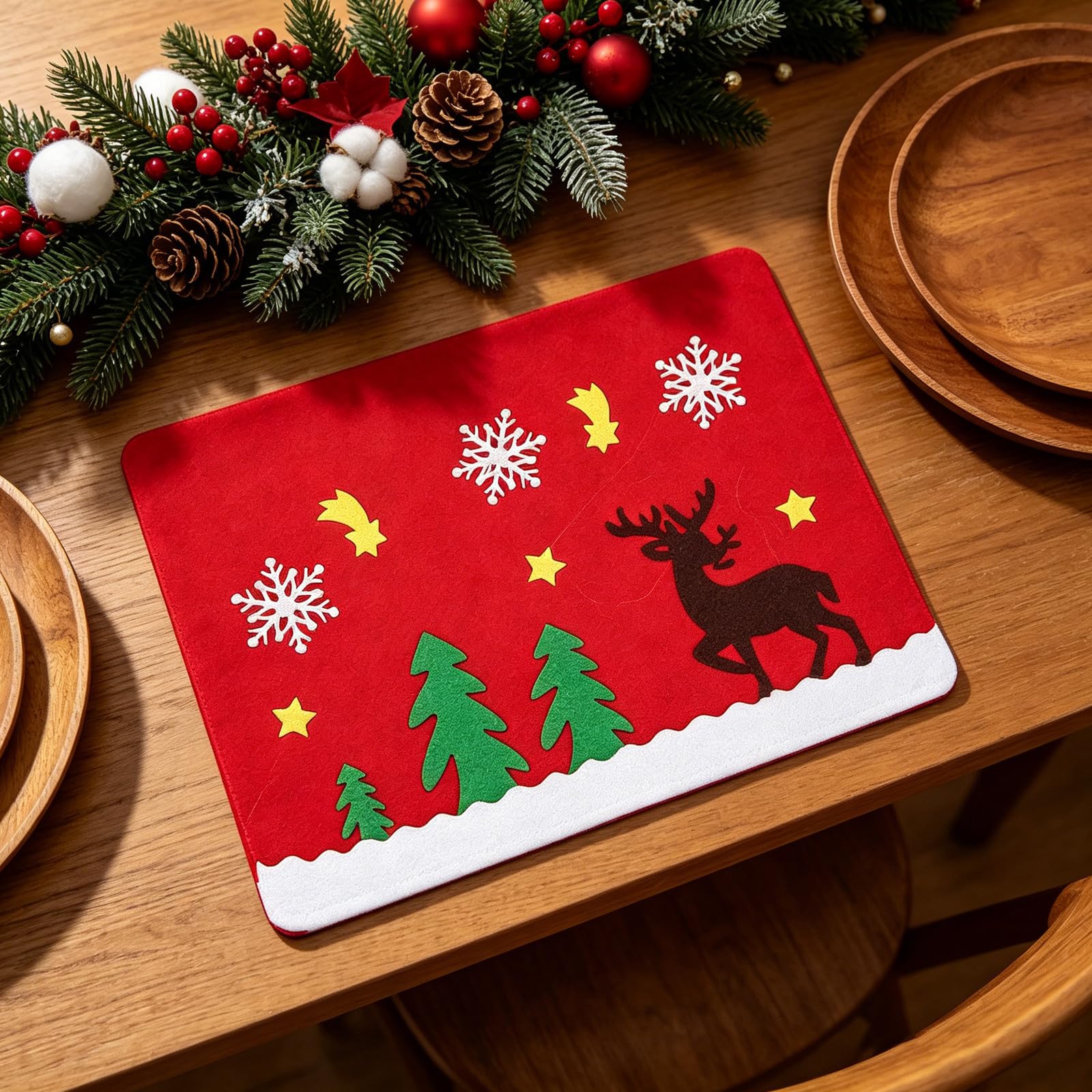 PRETYZOOM 4 Piezas Manteles Individuales para Navidad con Diseño Festivo para Mesa de Hogar y Hotel para Decoración Navideña y Protección de Superficies