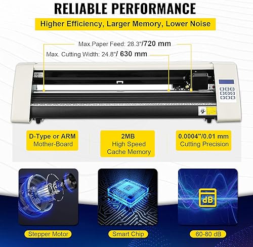 Miniatura 3 de VEVOR Máquina cortadora de vinilo, paquete de trazador de corte de alimentación de papel de 28 pulgadas, impresora de vinilo de fuerza y velocidad
