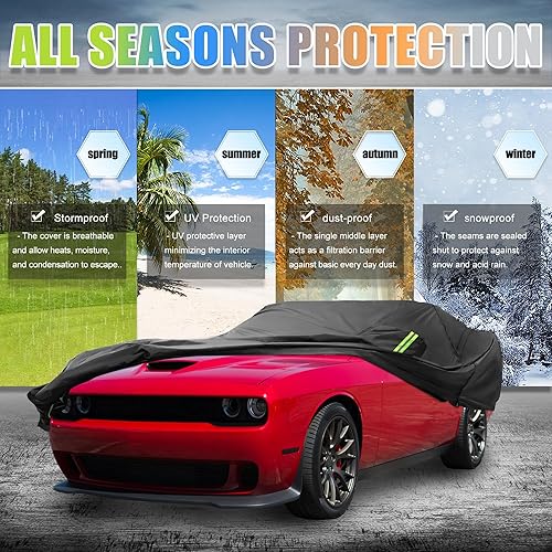 Miniatura 2 de X AUTOHAUX Funda impermeable de coche para Dodge Challenger SXT, GT, Hellcat, Scat Pack, SE, RT, SRT8, TA 2008-2023, resistente al viento,