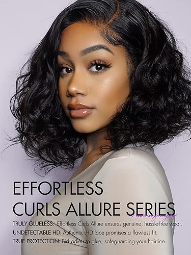 Miniatura 2 de LUVME HAIR Pelucas de encaje precortadas sin pegamento de 12 pulgadas de cabello humano prearrancado indetectable con cierre de encaje HD con raya