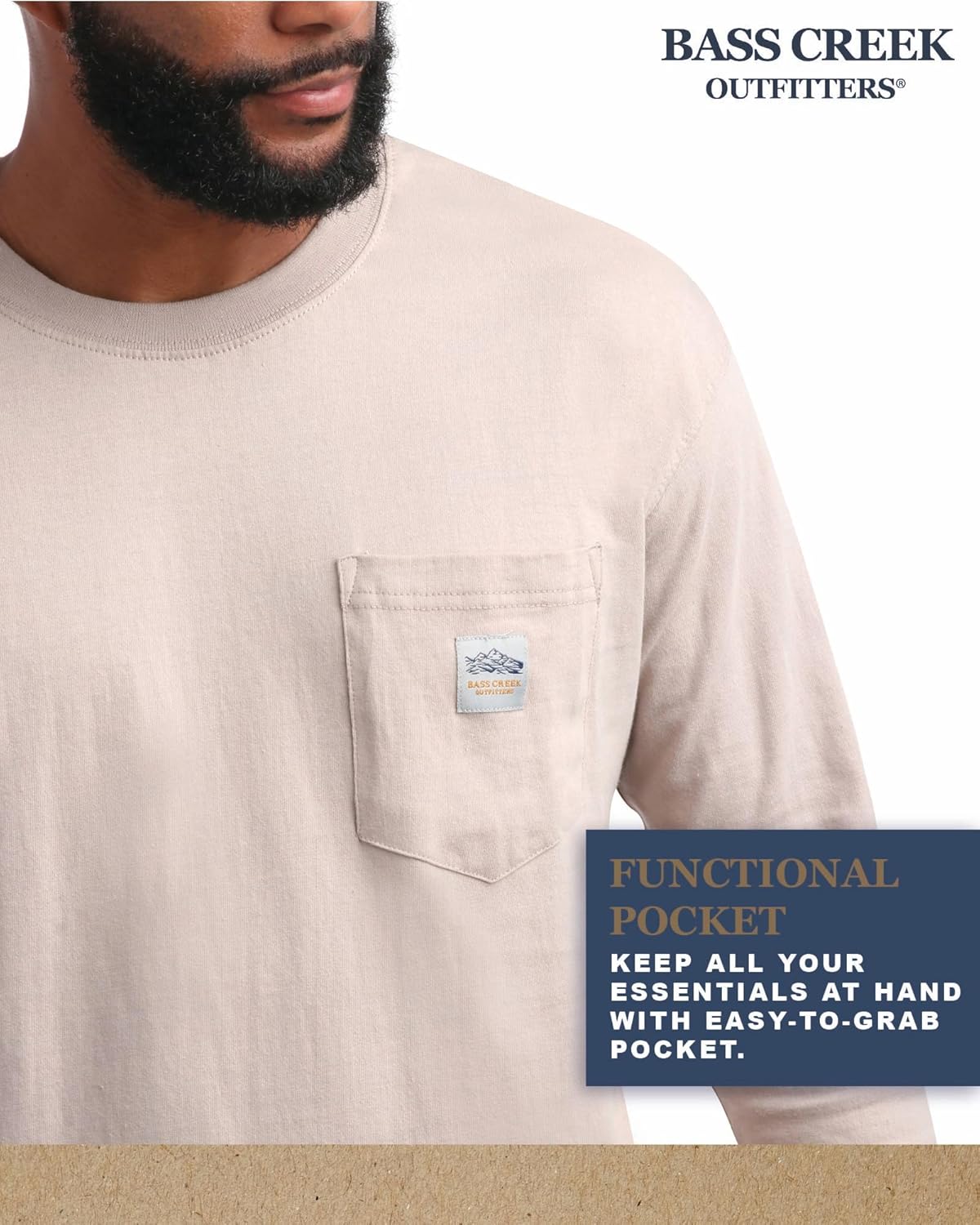 Bass Creek Outfitters Mens Long Sleeve Shirt - Heavyweight Crewneck Long Sleeve Work Shirts for Men with Pocket Tee (M-XXL) - Image 2