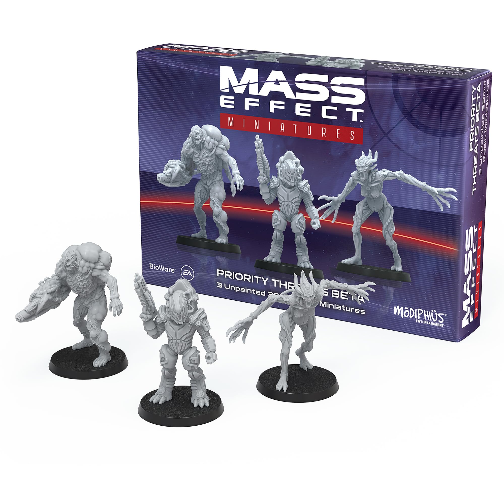 Modiphius Entertainment - Set di miniature da collezione in resina beta con minacce prioritarie di Mass Effect: aggiorna il tuo gioco con miniature da tavolo! Età 14+, 1-4 giocatori, 45-90 minuti di