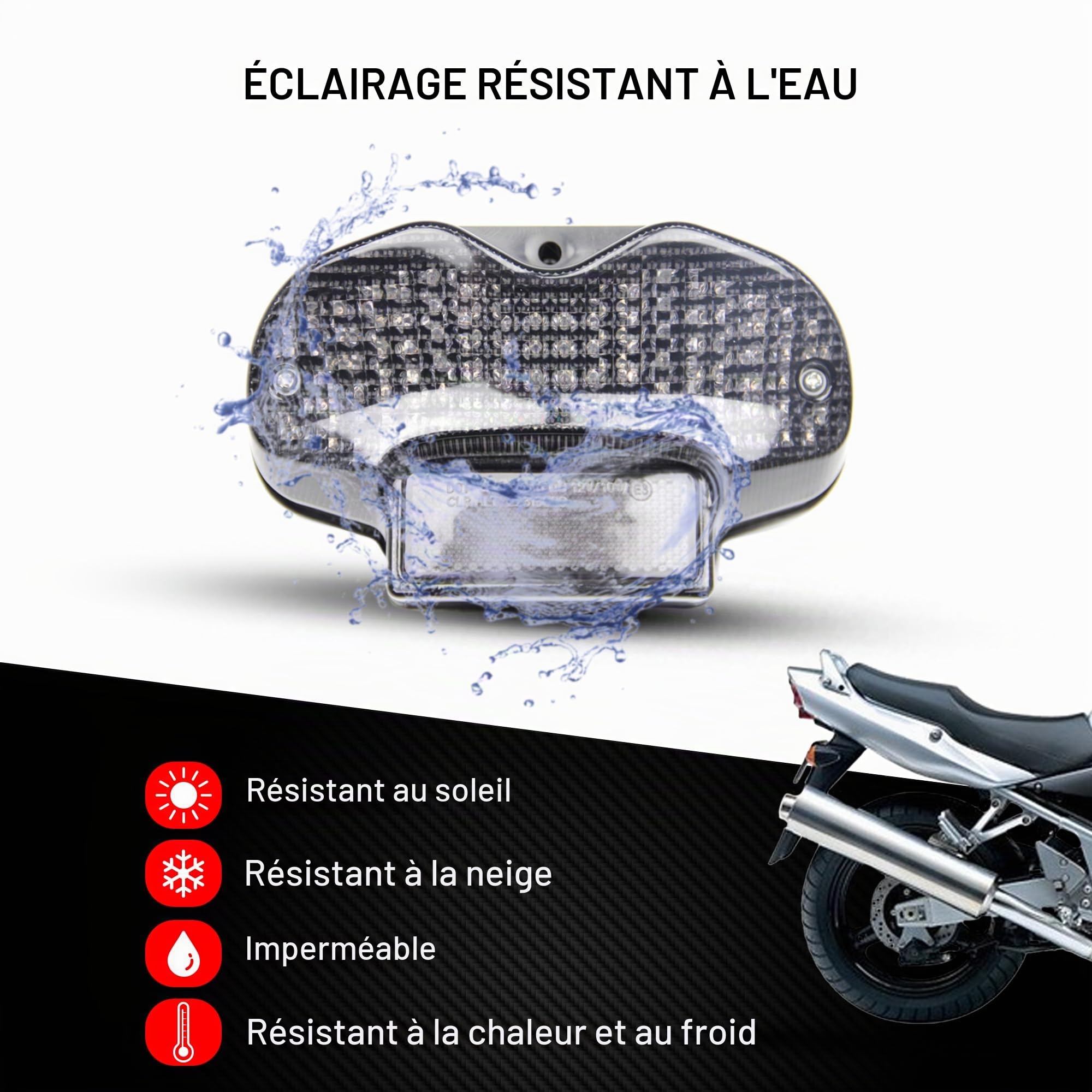 AVDB-moto Feu Stop Led Clignotants Intégrés compatible avec GSF Bandit 600 1200 2000-2005 (Teinté)