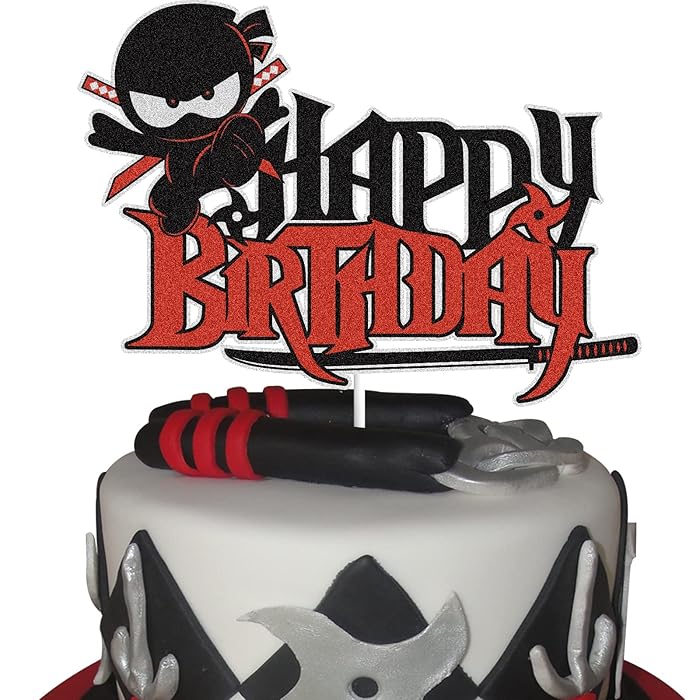 Buy Ninja Happy Birthday Cake Topper Black Red Karate Kung Fu Warriors