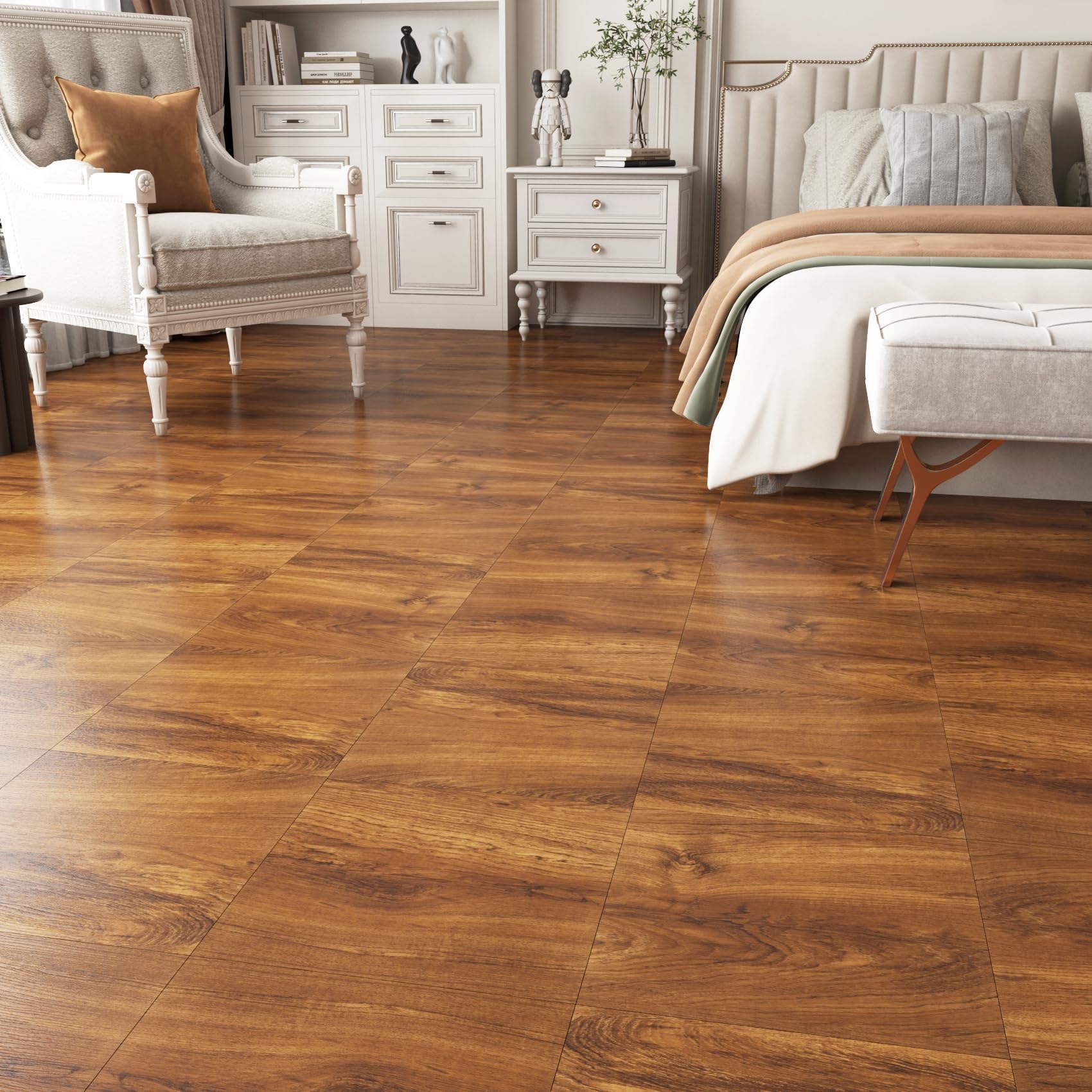 Decotalk Pavimento PVC Adesivo Effetto Legno Per Bagno 30 Pezzi 30X30cm Spessore 1,66 mm 2.7m² Pavimento Adesivo Legno Naturale Impermeabile Piastrelle Adesive Pavimenti Cucina Mattonelle PVC