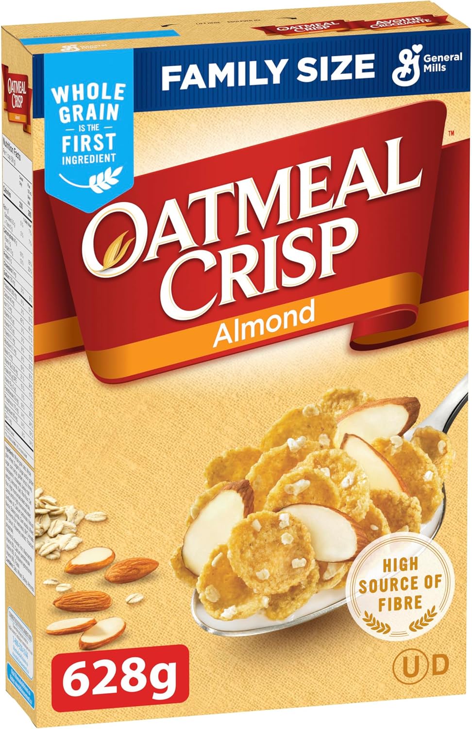 OATMEAL CRISP Family Size Pack Almond Cereal Box, Whole Grain is