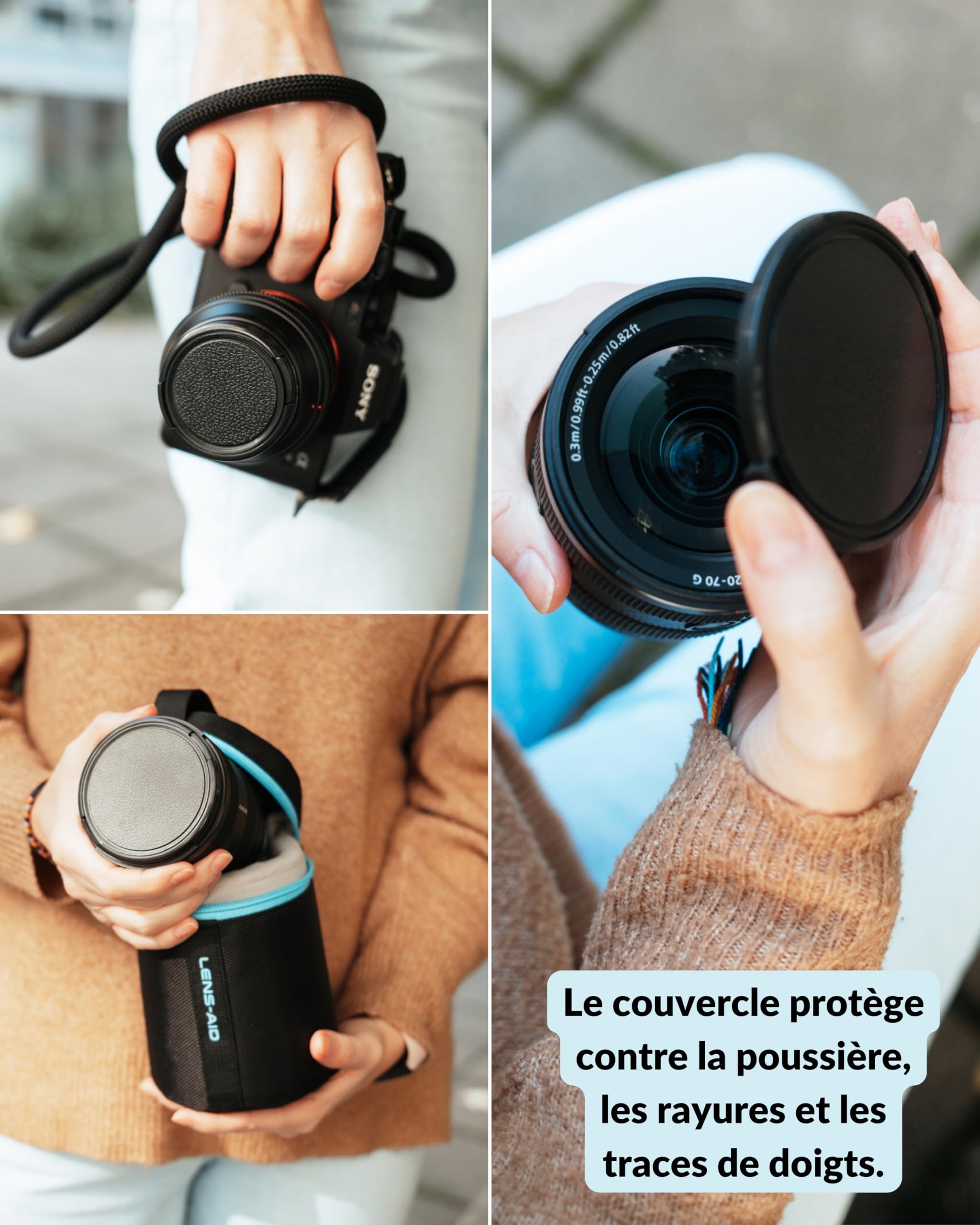 Lens-Aid Bouchon d'objectif Retro 43 mm avec Fermeture à Clip pour objectifs d'appareil Photo |du Capuchon d'objectif pour appareils numériques rétro| Compatible avec Fujifilm, Sony, Canon, Nikon