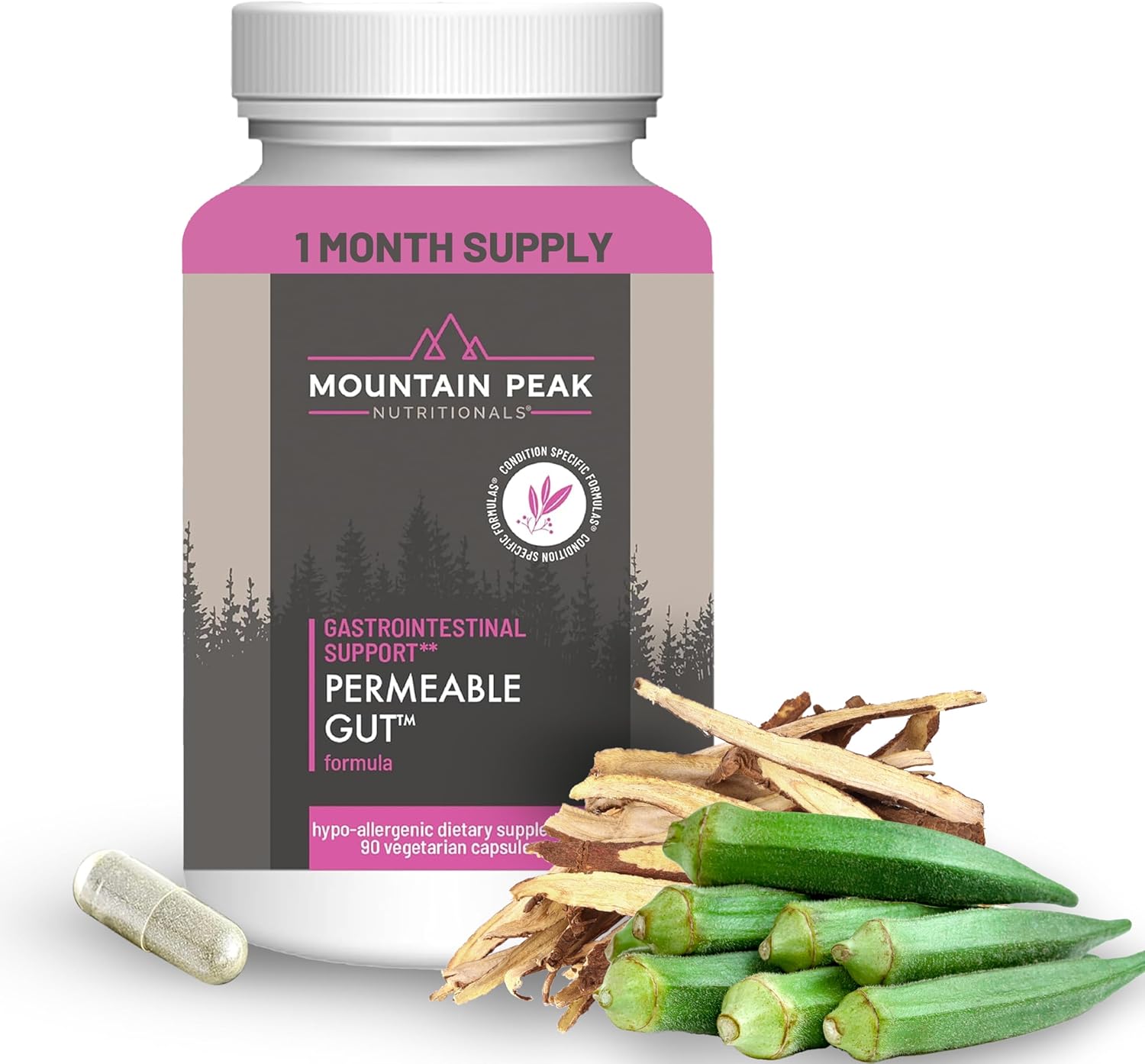 Mountain Peak Nutritionals Permeable Gut Formula – Helps Protect Stomach & Intestinal Lining – Leaky Gut & Gastro Support Supplement – Hypoallergenic Dietary Supplement (90 Vegetarian Capsules)