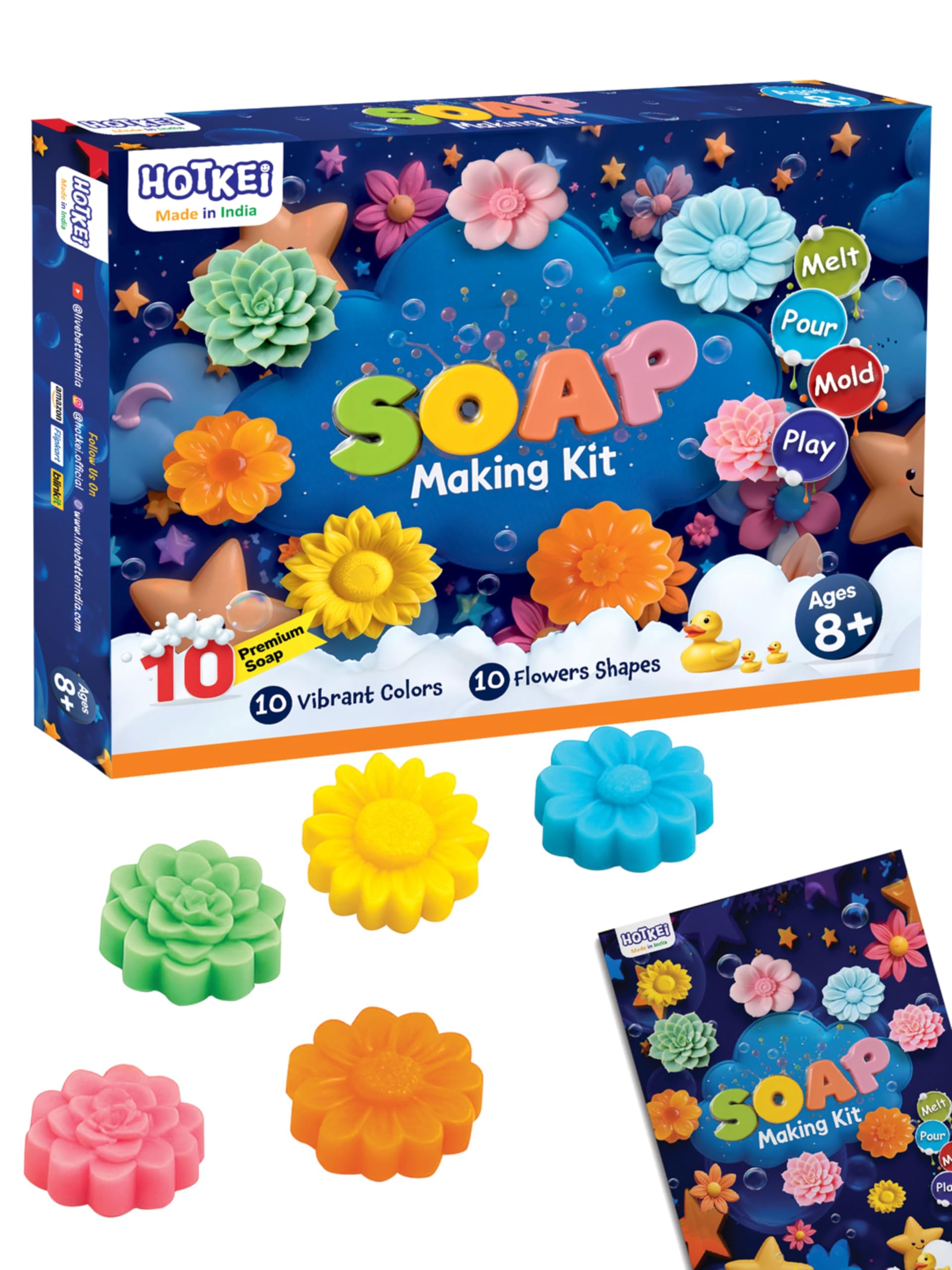 HOTKEI Soap Making Kit for Kids 8+ Years | 10 Premium Soap Bases