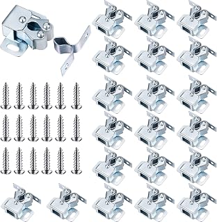 Bonuci 20-Pack Silver Double Roller Cabinet Door Latches with Spear Strike - Durable Catches for Kitchen, Closet, RV Doors