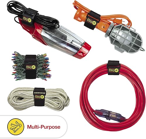 Miniatura 5 de Correas superelásticas Wrap-It Storage  9 pulgadas (paquete de 10)  Correas elásticas para la gestión de cables de extensión, almacenamiento de