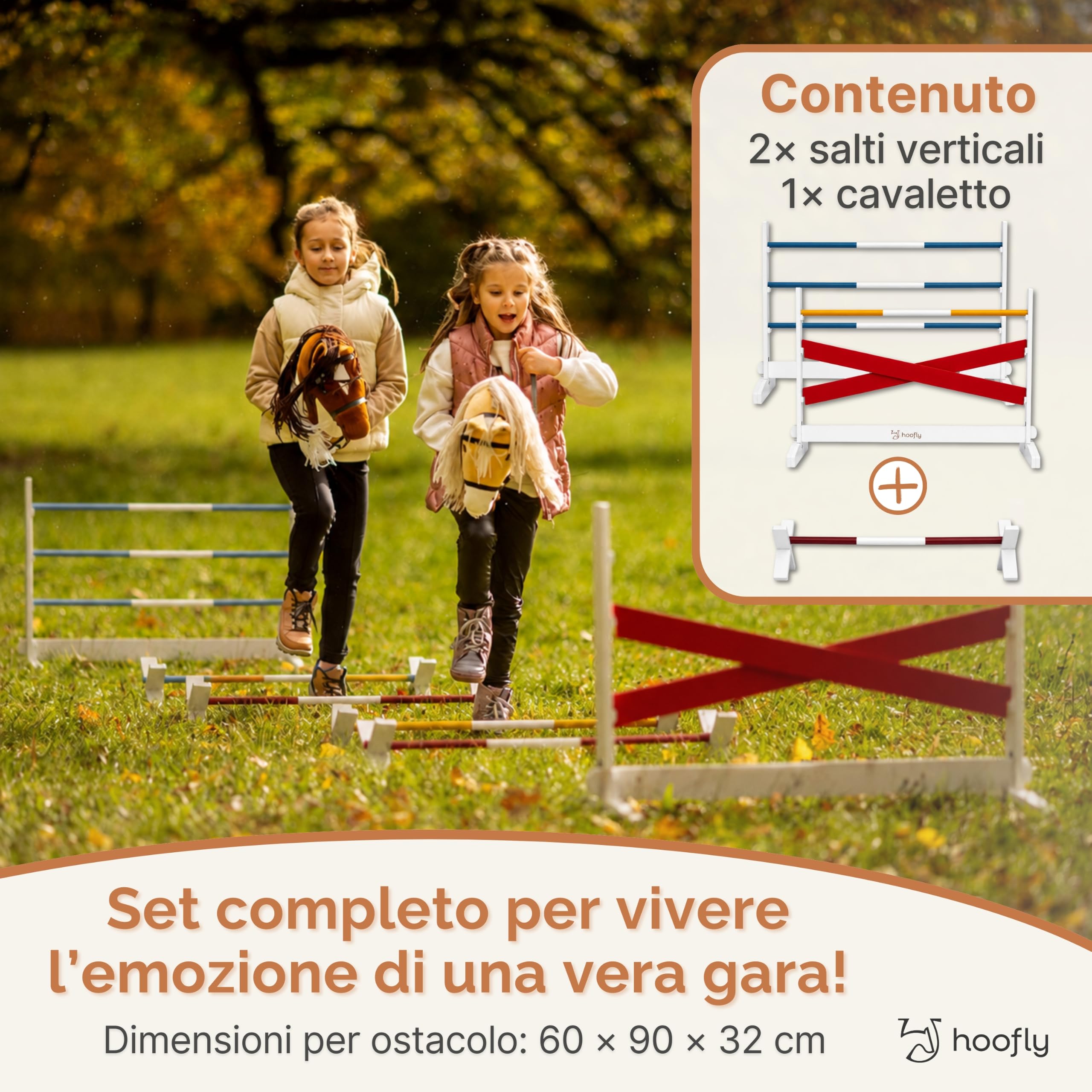 Set Ostacoli Hobby Horse – 2 Salto Verticale & 1 cavaletti/Accessori Hobby Horsing per Bambini/Ostacoli da Salto & Allenamento/Percorso Cavallo a Bastone & Regalo Bambino