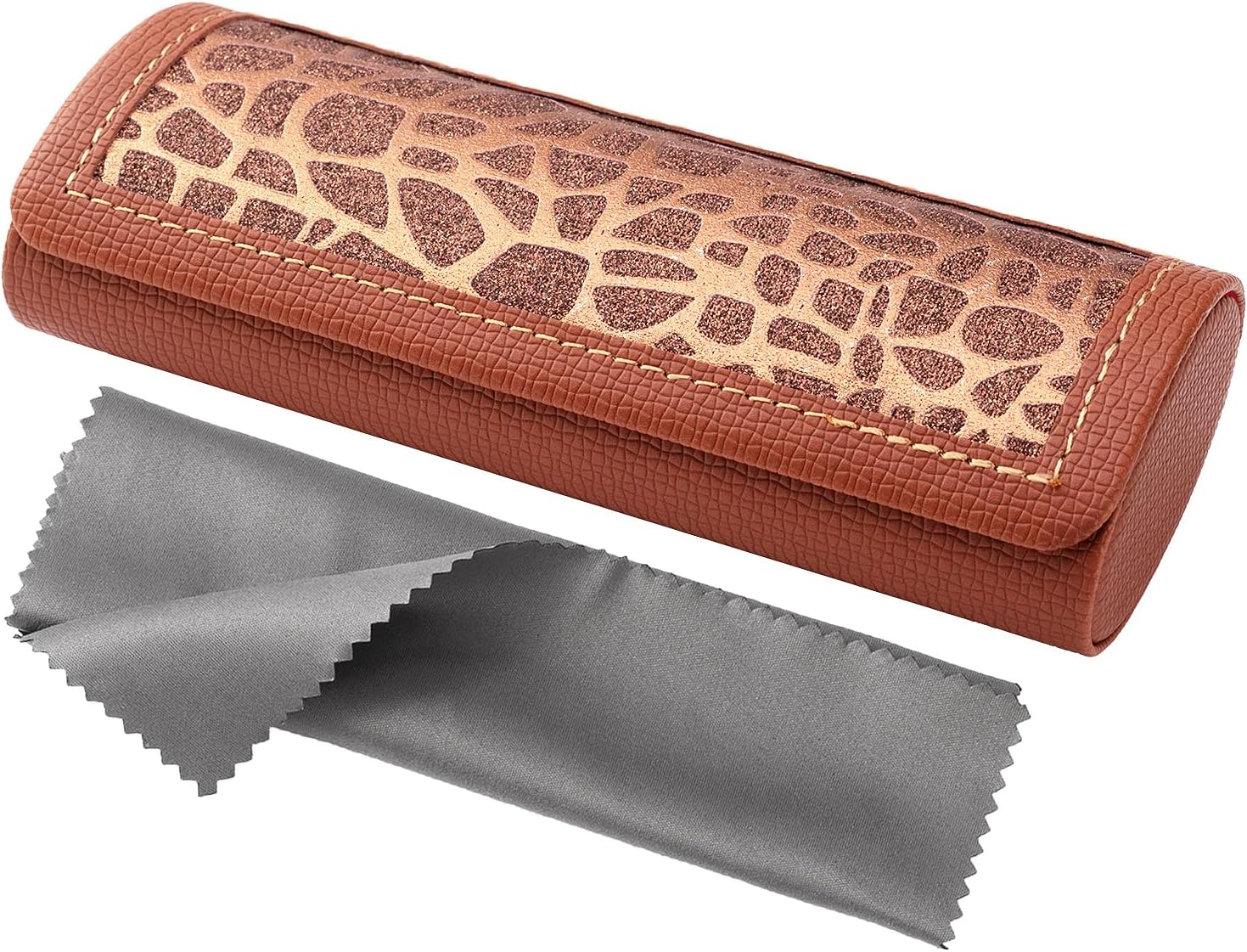 Vemiss Hard Shell Glasses Case, Portable Eyeglasses Case with Cleaning Cloth for Men Women