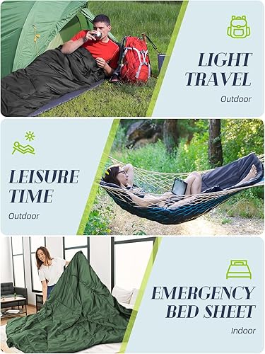 Miniatura 7 de Bessport Saco de dormir ligero, saco de dormir ultraligero para mochileros, resistente al agua durante 3 estaciones, para adultos y niños, al aire