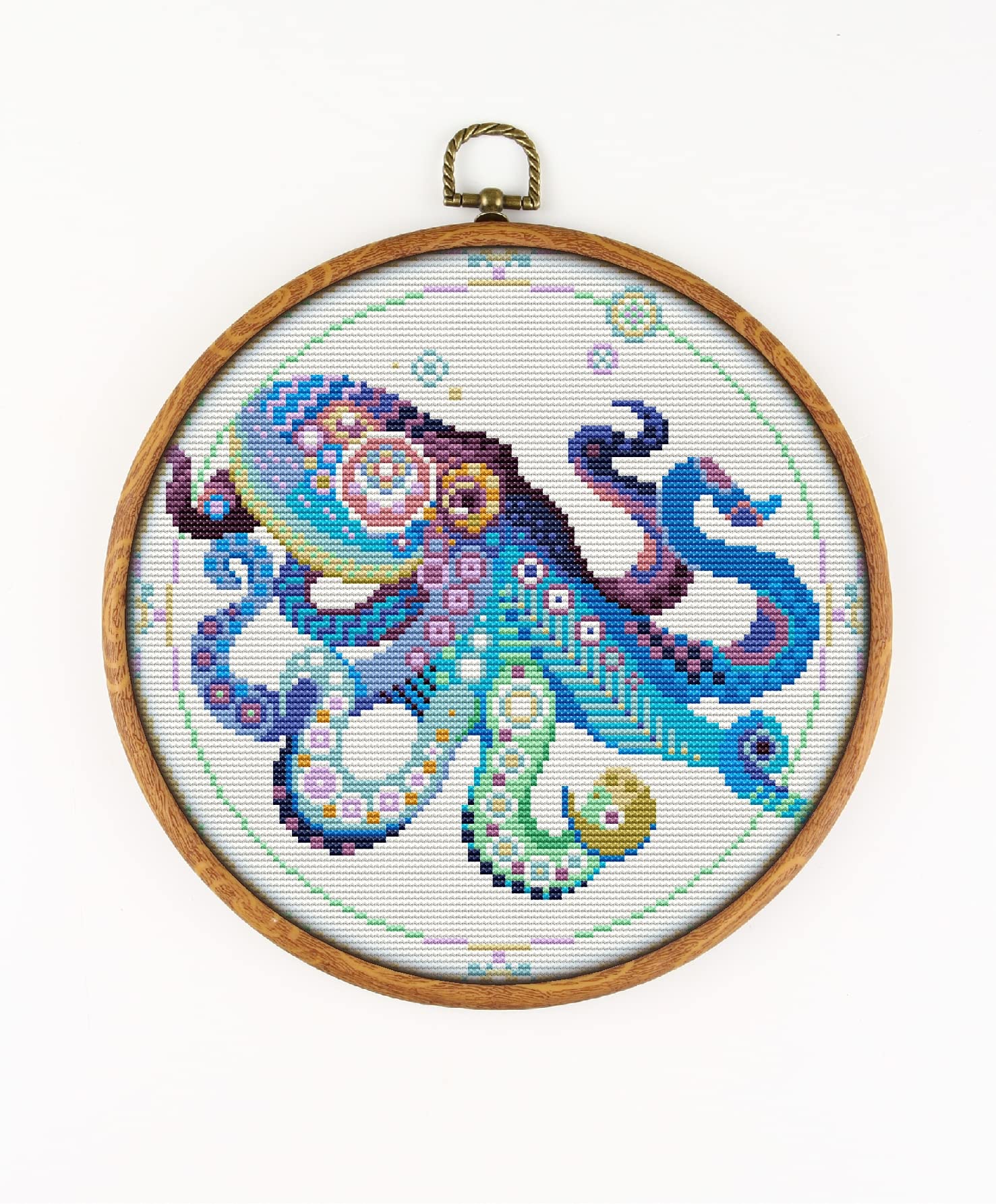 Mandala Octopus CS1248-1 - Counted Cross Stitch KIT#2. Set of Threads, Needles, AIDA Fabric, Needle Threader, Embroidery Clippers and Printed Color Pattern Inside.