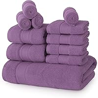 Vista 12 de Magshion Juego de 11 toallas 100% algodón de alta calidad (1 toalla de baño, 2 toallas de mano, 8 toallas faciales), ultra suaves y de secado